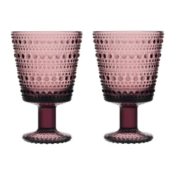 Drinking Glasses & Tumblers^Iittala Kastehelmi drinking glass with stem 26 cl 2-pack, Heather Purple