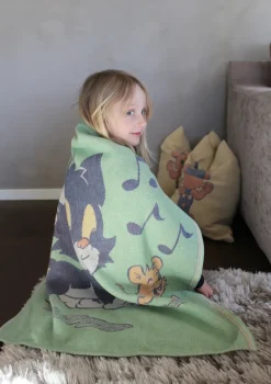 Ekelund Linneväveri Katten Jansson baby blanket 70x75 cm, Green