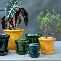Outlet Bergs Potter Københavner flower pot glazed Ø18 cm, Yellow