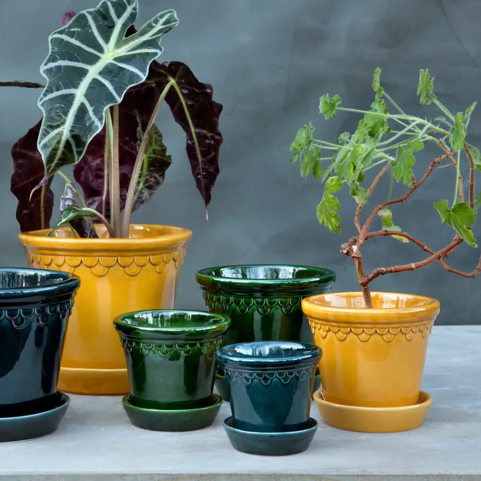 Outlet Bergs Potter Københavner flower pot glazed Ø18 cm, Yellow