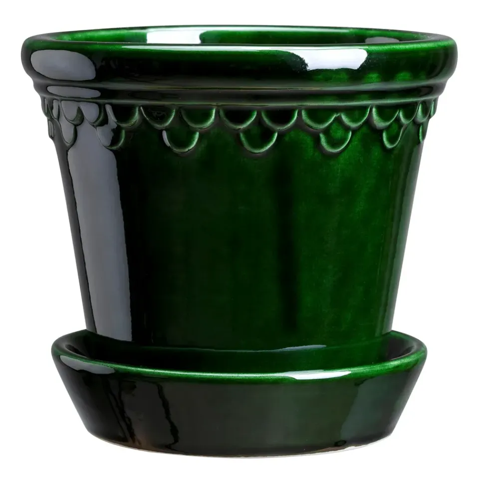 Bergs Potter Københavner flower pot glazed Ø10 cm, Green