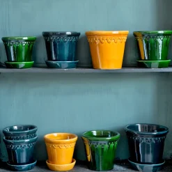 Bergs Potter Københavner flower pot glazed Ø10 cm, Green