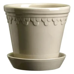 Outlet Bergs Potter Københavner flower pot glazed Ø14 cm, Sand stone Beige