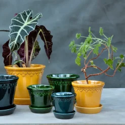 Flower Pots^Bergs Potter Københavner flower pot glazed Ø14 cm, Yellow