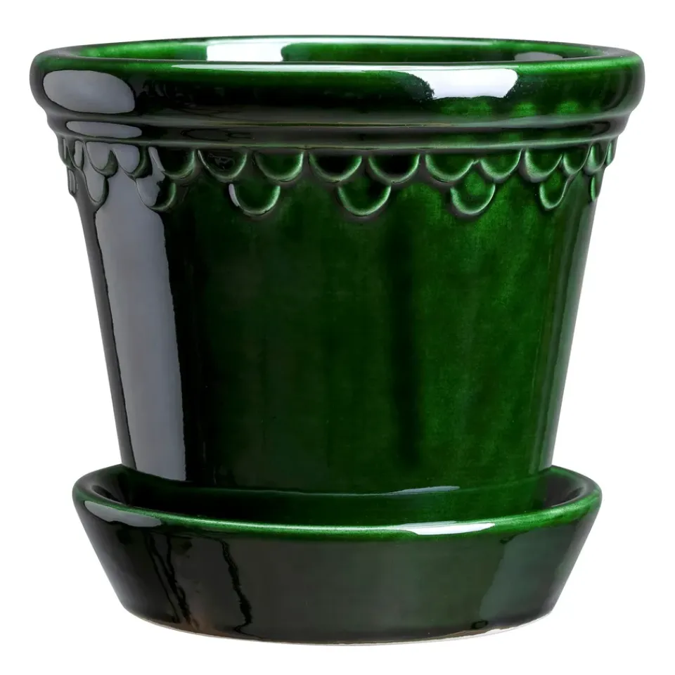 Flower Pots^Bergs Potter Københavner flower pot glazed Ø16 cm, Green