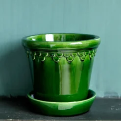 Flower Pots^Bergs Potter Københavner flower pot glazed Ø16 cm, Green