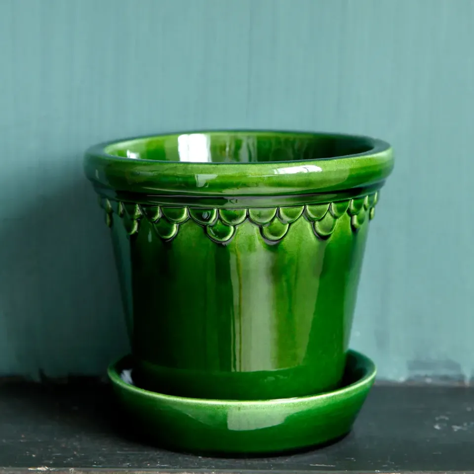 Flower Pots^Bergs Potter Københavner flower pot glazed Ø16 cm, Green
