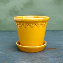 Flower Pots^Bergs Potter Københavner flower pot glazed Ø16 cm, Yellow
