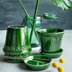 Flower Pots^Bergs Potter Københavner flower pot glazed Ø14 cm, Green