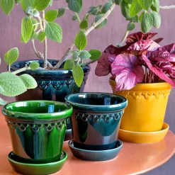 Flower Pots^Bergs Potter Københavner flower pot glazed Ø14 cm, Green