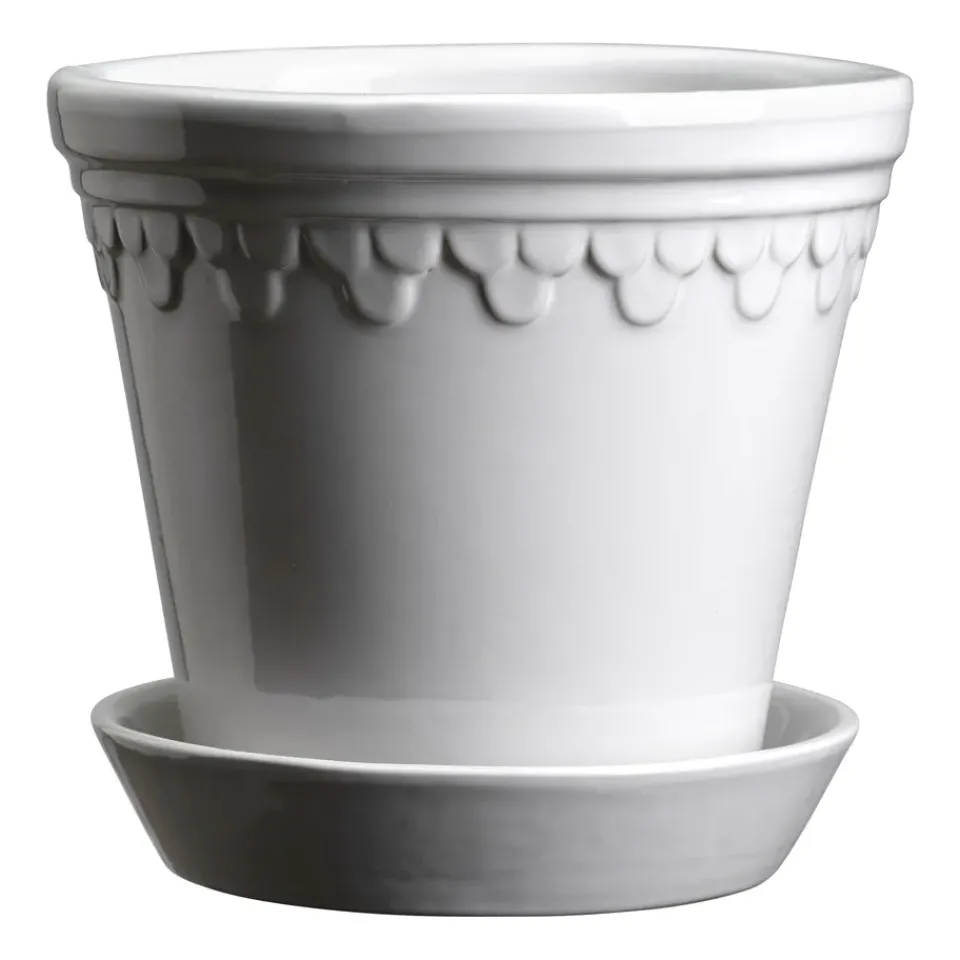 Flower Pots^Bergs Potter Københavner flower pot glazed Ø18 cm, Mineral White
