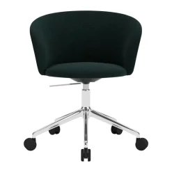 Outlet Hem Kendo Swivel office chair with 5 wheels, Pine-polished aluminium GreenSilver-coloured
