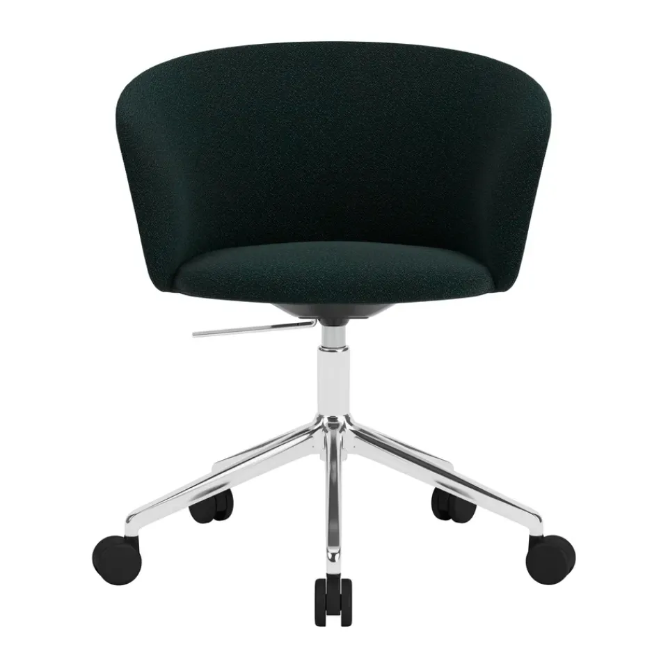 Outlet Hem Kendo Swivel office chair with 5 wheels, Pine-polished aluminium GreenSilver-coloured