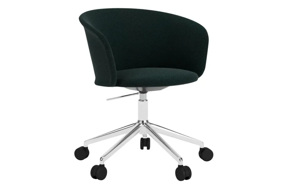 Outlet Hem Kendo Swivel office chair with 5 wheels, Pine-polished aluminium GreenSilver-coloured
