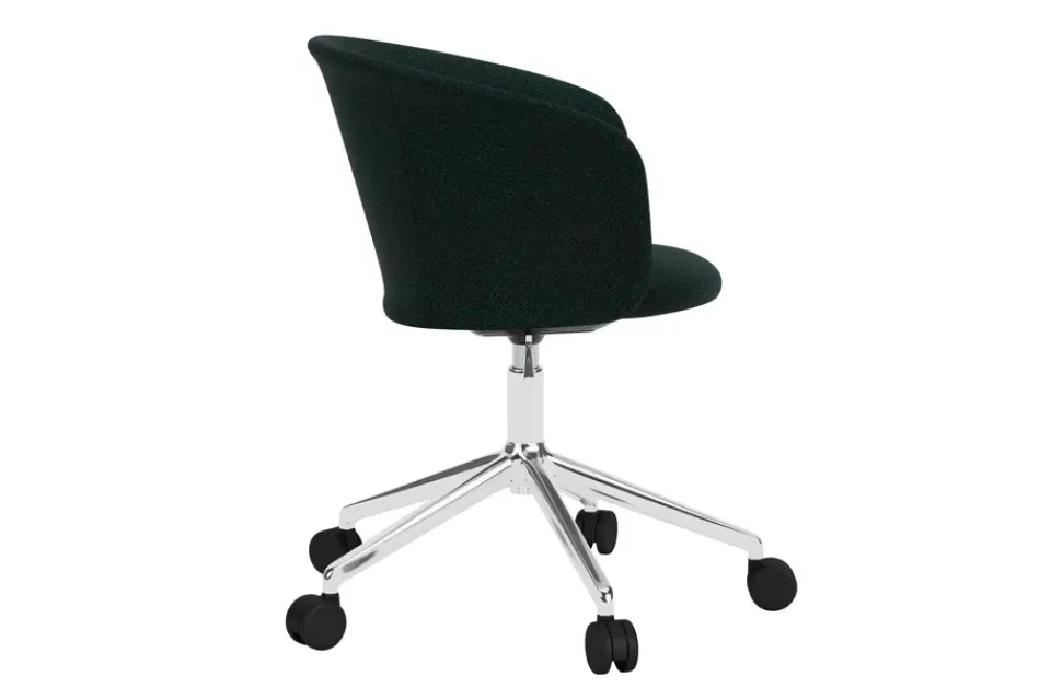 Outlet Hem Kendo Swivel office chair with 5 wheels, Pine-polished aluminium GreenSilver-coloured