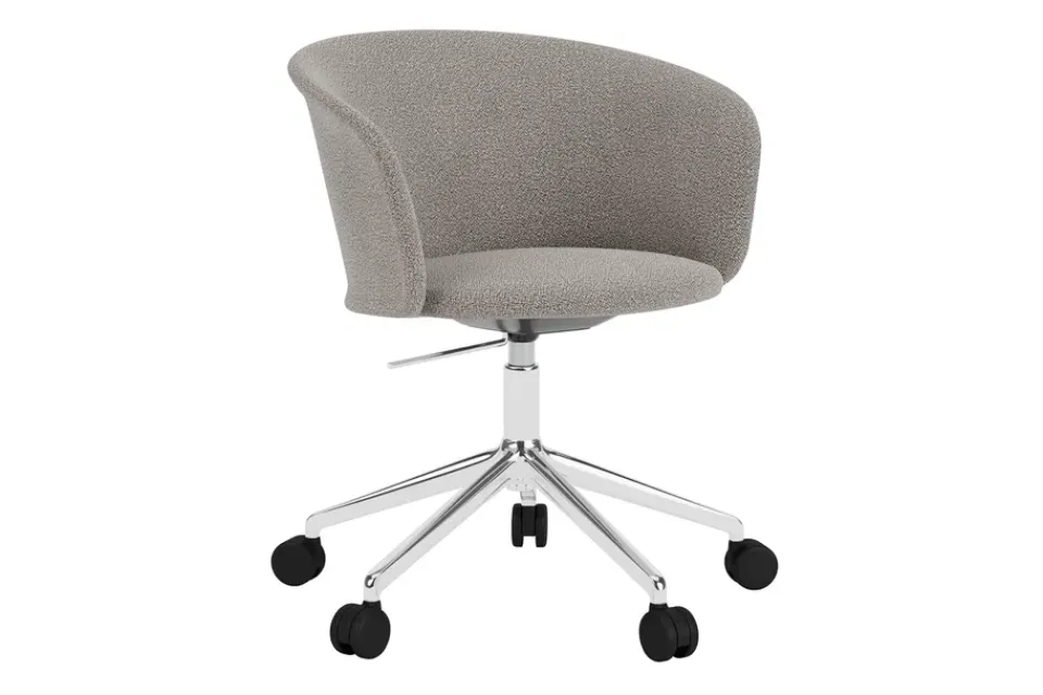 Office Chairs^Hem Kendo Swivel office chair with 5 wheels, Porcelain-polished aluminium BeigeSilver-coloured
