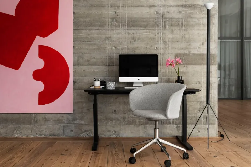 Office Chairs^Hem Kendo Swivel office chair with 5 wheels, Porcelain-polished aluminium BeigeSilver-coloured