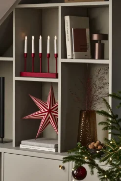 Clearance Scandi Living Kindle portable advent candlestick 30 cm, Dark Red