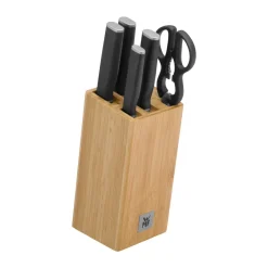 Knife Sets^WMF Kineo knife block with 4 knives and scissors, Stainless steel BrownBlackGrey