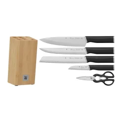 Knife Sets^WMF Kineo knife block with 4 knives and scissors, Stainless steel BrownBlackGrey
