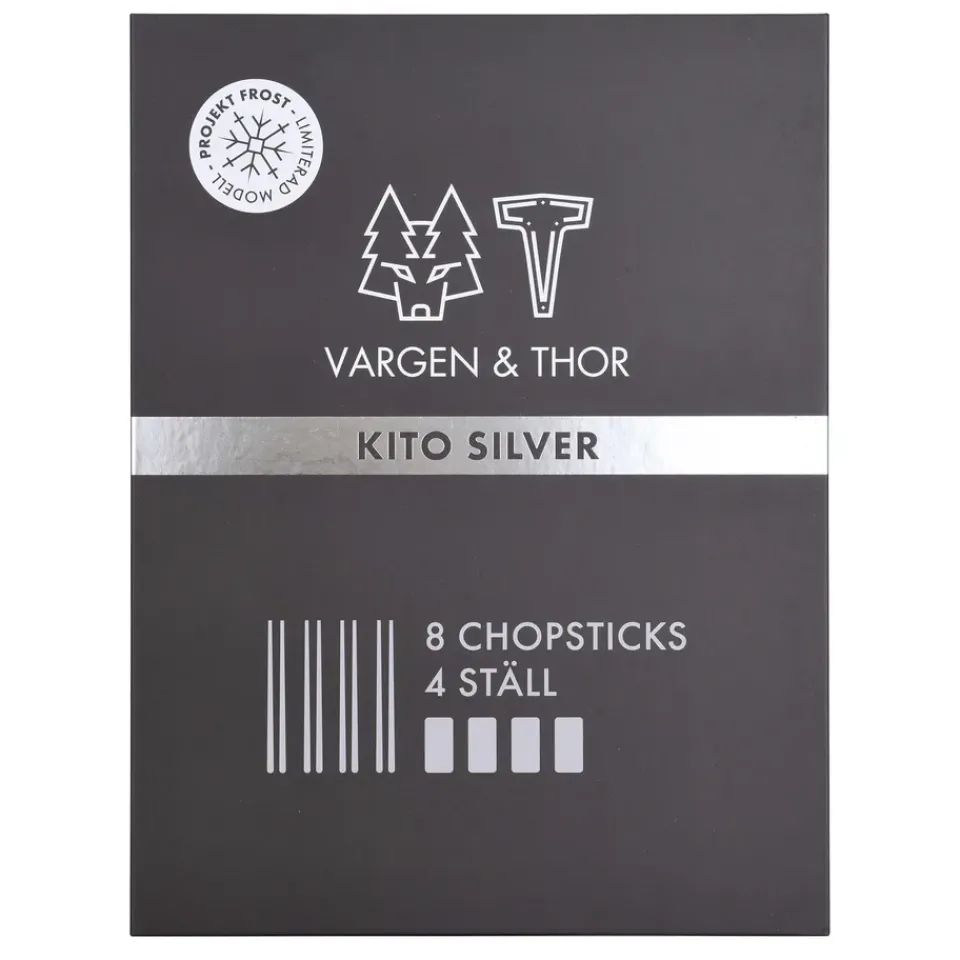 Sale Vargen & Thor Kito Chopsticks 4-pack, Silver Silver-coloured