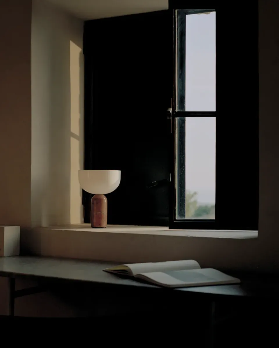 Window Lights|Portable Lighting^New Works Kizu portable table lamp, Breccia Pernice Red