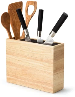 Knife Storage & Holders|Knife Blocks^Continenta Knife Holder Box with Utensil Compartment, 21x9 cm Brown