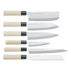 Japanese Knives|Knife Sets^Satake Knife set in balsa box 35x38 cm, 6 pieces Silver-colouredBeige