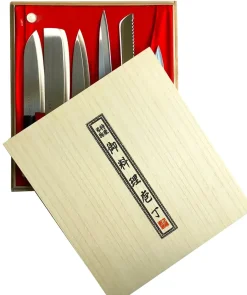 Japanese Knives|Knife Sets^Satake Knife set in balsa box 35x38 cm, 6 pieces Silver-colouredBeige