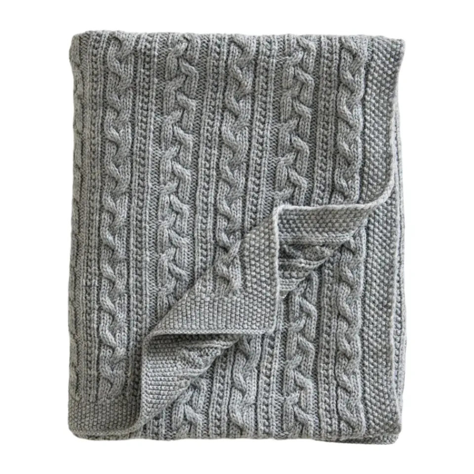 Baby Blankets^Jack o Juno Knitted merino wool baby blanket 80x100 cm, Light Grey
