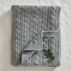 Baby Blankets^Jack o Juno Knitted merino wool baby blanket 80x100 cm, Light Grey