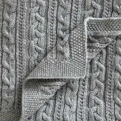 Baby Blankets^Jack o Juno Knitted merino wool baby blanket 80x100 cm, Light Grey