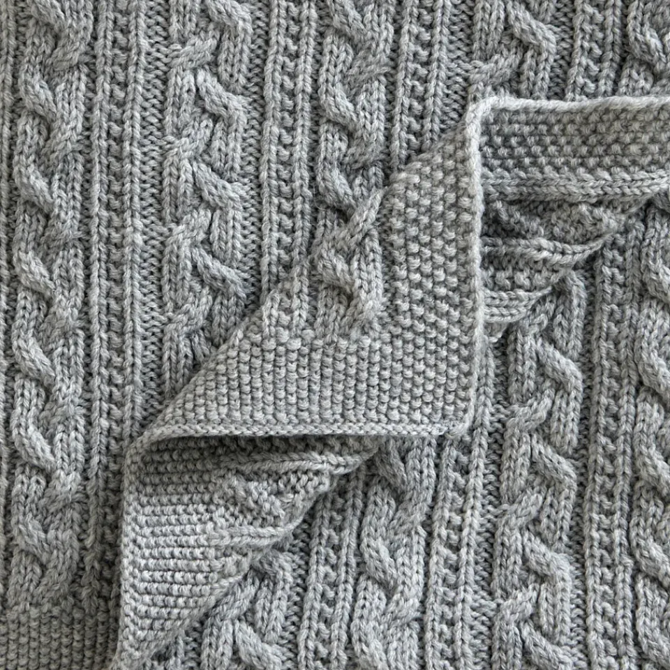 Baby Blankets^Jack o Juno Knitted merino wool baby blanket 80x100 cm, Light Grey