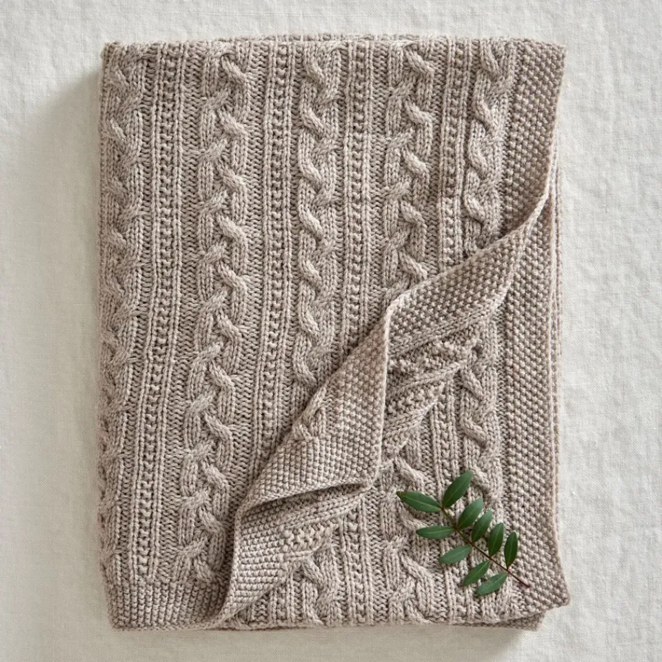 Baby Blankets^Jack o Juno Knitted merino wool baby blanket 80x100 cm, Oatmeal White
