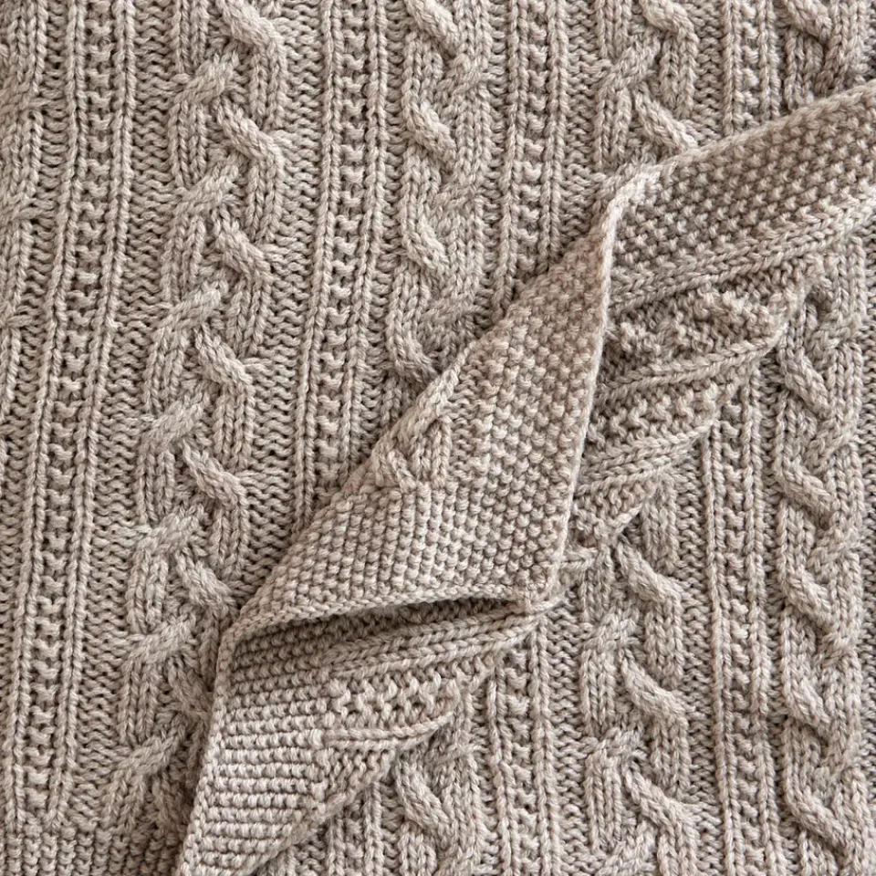 Baby Blankets^Jack o Juno Knitted merino wool baby blanket 80x100 cm, Oatmeal White