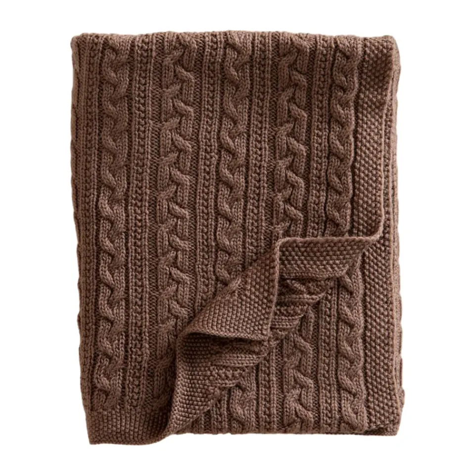 Baby Blankets^Jack o Juno Knitted merino wool baby blanket 80x100 cm, Cookie Brown