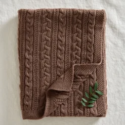 Baby Blankets^Jack o Juno Knitted merino wool baby blanket 80x100 cm, Cookie Brown