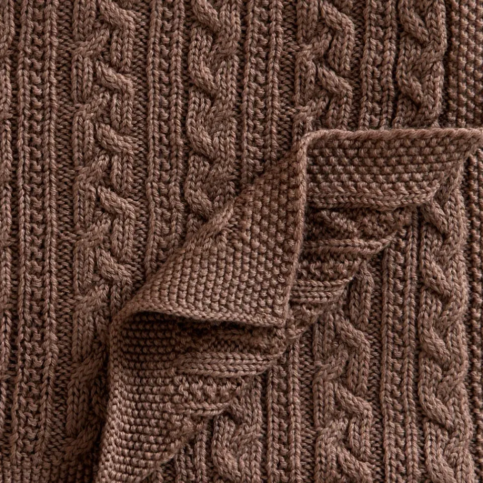 Baby Blankets^Jack o Juno Knitted merino wool baby blanket 80x100 cm, Cookie Brown