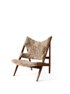 Armchairs & Footstools^Audo Copenhagen Knitting lounge chair, Sheepskin sahara, walnut legs Brown