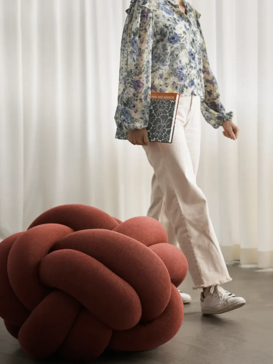 Sitting Poufs^Design House Stockholm Knot cushion XL, Ochre Red