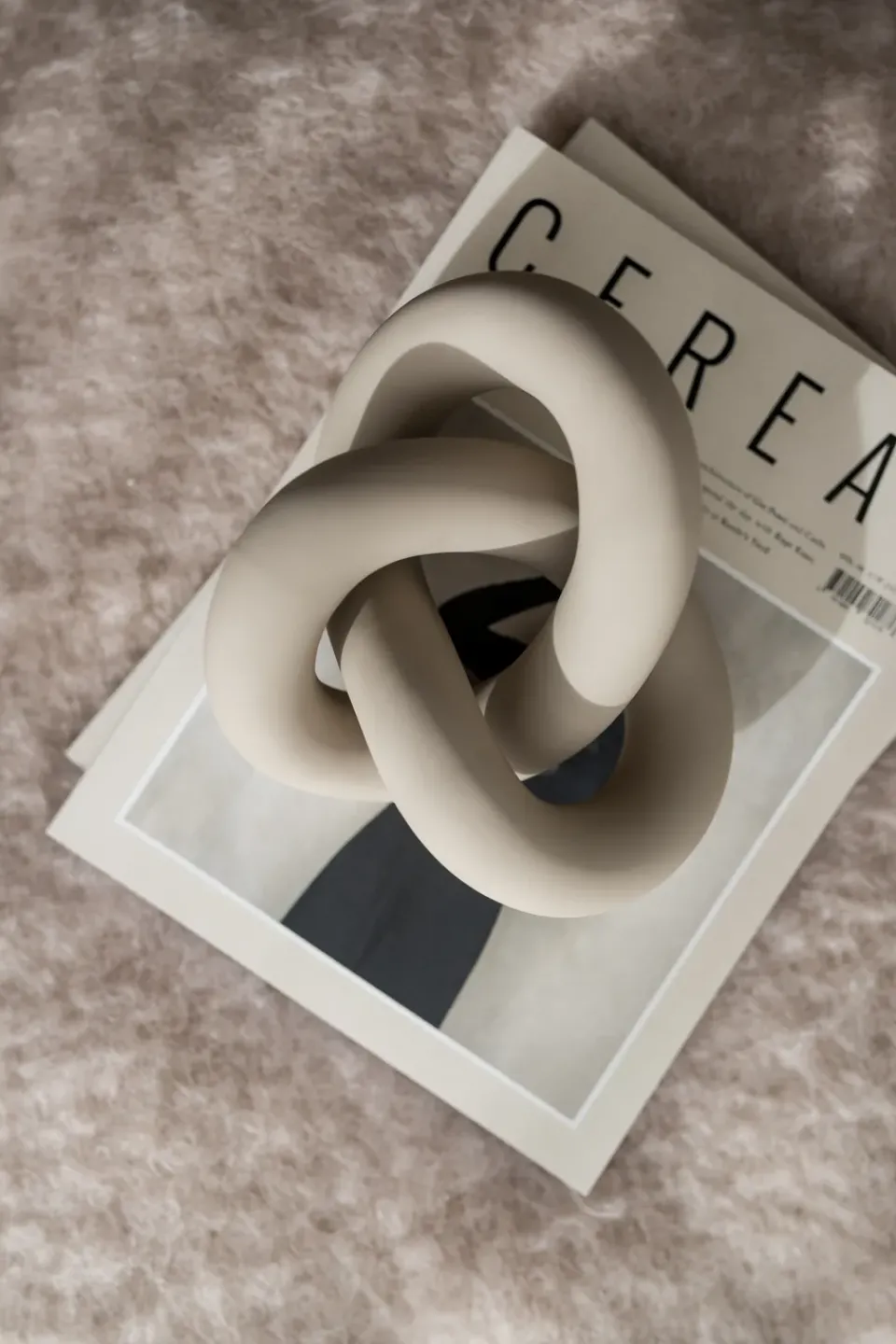 Hot Cooee Design Knot Table large decoration, sand Beige