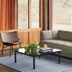 Coffee Tables^HAY Kofi coffee table, Oak-ribbed glass, 80 cm Beige