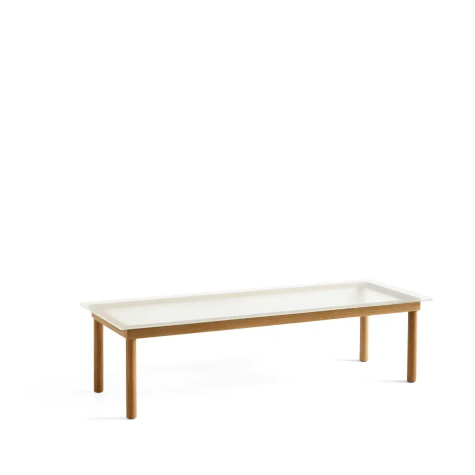 Outlet HAY Kofi coffee table, Oak-ribbed glass, 50 cm Beige