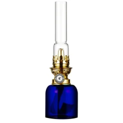 Oil & Kerosene Lamps^Karlskrona Lampfabrik Koholmen paraffin lamp, Cobolt BlueYellow
