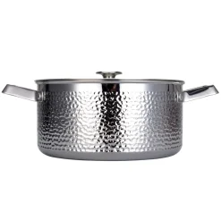 Cooking Pots & Casserole Dishes^Vargen & Thor Kroma hammered chrome plated casserole pot with lid, Pixel. 4 L Silver-coloured