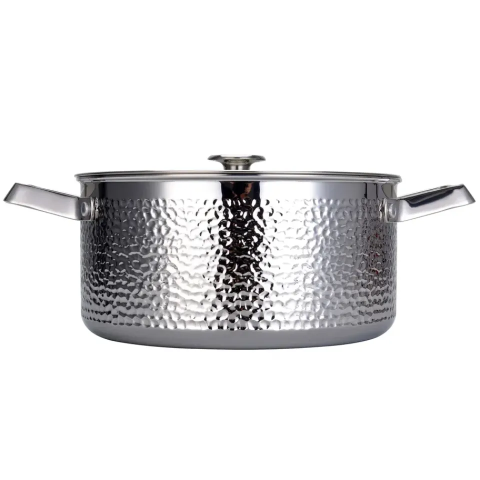 Cooking Pots & Casserole Dishes^Vargen & Thor Kroma hammered chrome plated casserole pot with lid, Pixel. 4 L Silver-coloured