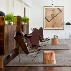Armchairs & Footstools^OX Denmarq KS Chair bat armchair, Leather . stainless steel stand Black