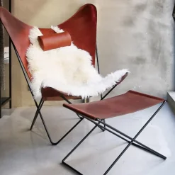 Armchairs & Footstools^OX Denmarq KS Chair bat armchair, Leather . stainless steel stand Black