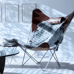 Armchairs & Footstools^OX Denmarq KS Chair bat armchair, Leather . stainless steel stand Black