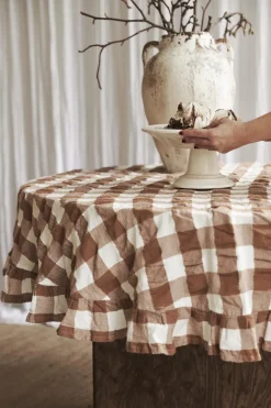 New Boel & Jan Kullavik tablecloth Ø170 cm, Brown-white BrownWhite